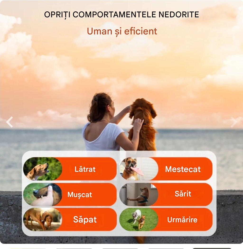 Dispozitiv anti-lătrăt și calmant ECHO BARK pentru câini