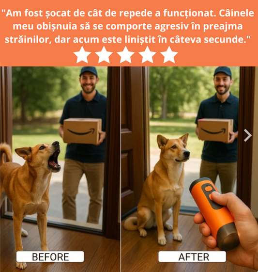 Dispozitiv anti-lătrăt și calmant ECHO BARK pentru câini