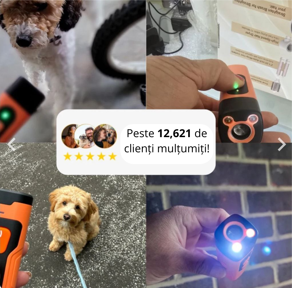 Dispozitiv anti-lătrăt și calmant ECHO BARK pentru câini